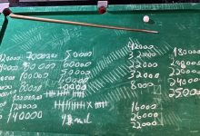 A soma das apostas (partidas) foram anotados na mesa de sinuca, que segundo o proprietário ficará na historia do Bar.