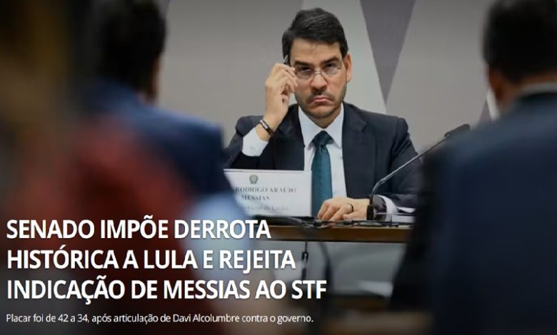 Senado rejeita indicação de Jorge Messias para o STF Foto>Reprodução G1